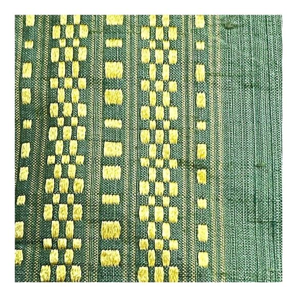 Scalamandre Fabric Sample 100% Silk Green And Yellow Woven 24” X 27” 1961 Stripe